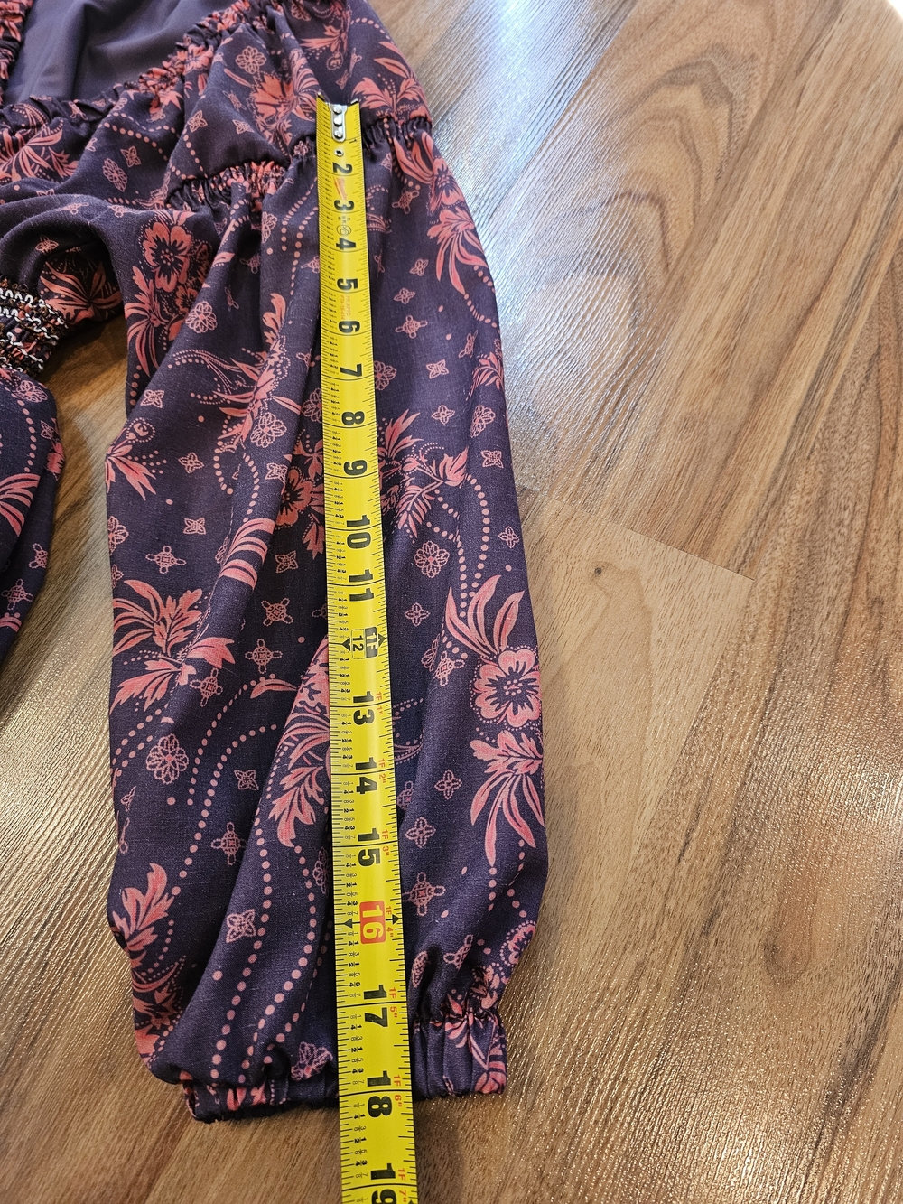 Boho Floral V-Neck Long Sleeve Maxi Dress in Plum and Coral - Picture 10 of 13